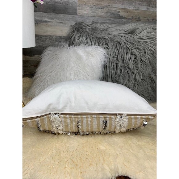 Vintage Moroccan Pillow Handira Berber Wedding Blanket Cushion 03YS00243 - Picture 6 of 8